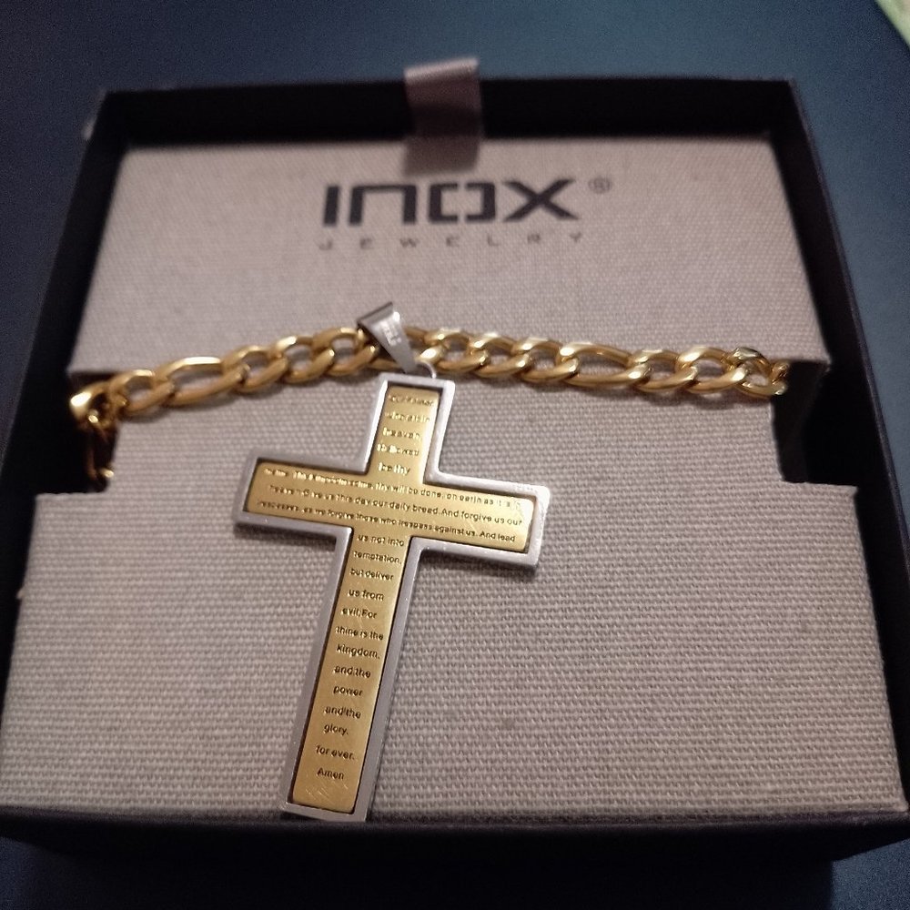Men's Inox stainless steel thick chain 30 inches with spinning cross